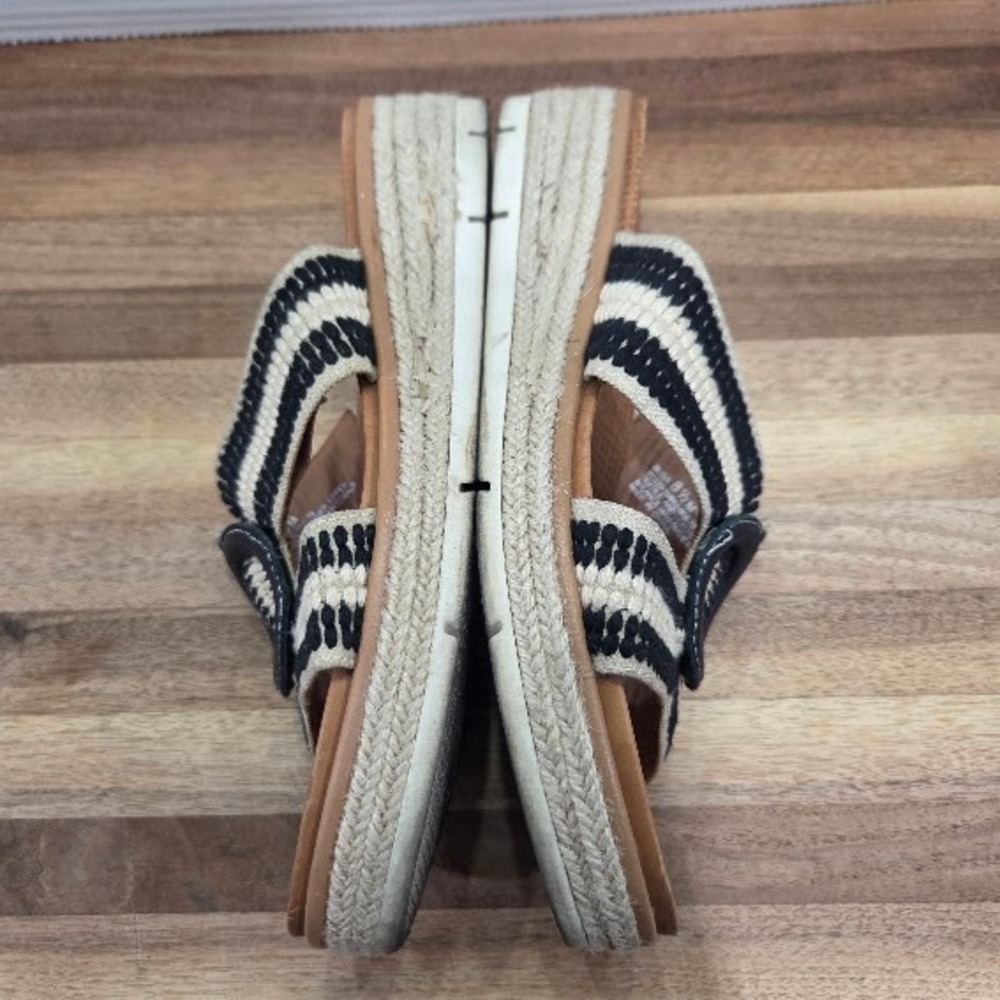 Baretraps Bliss Platform Slide Sandals Women 8.5M Black Cream Striped Espadrille - Picture 11 of 13